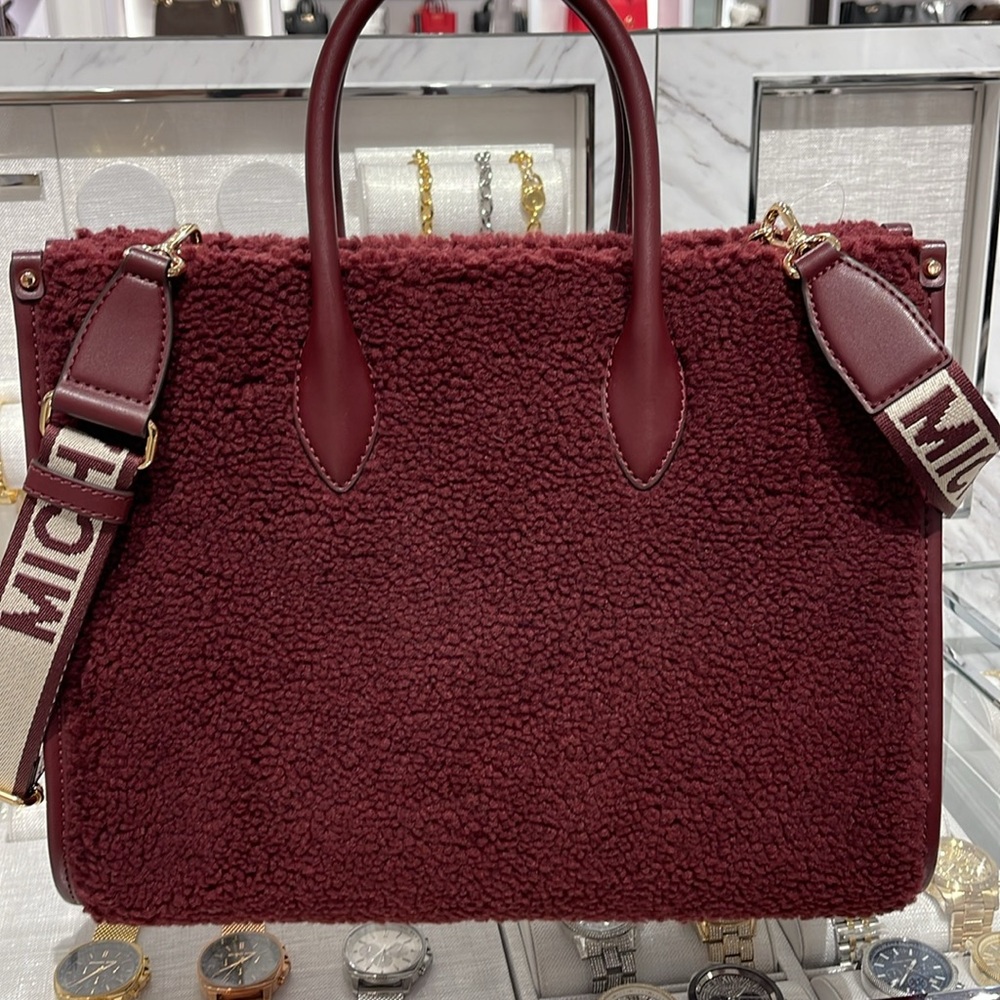 Michael Kors Medium SHEARLING MIRELLA Tote
Shoulder Bag 
Oxblood 
NWT - Picture 10 of 16